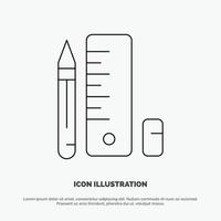 Education Pen Pencil Scale Line Icon Vector