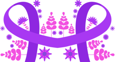 elemento de diseño de cinta púrpura de cáncer png