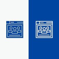 Browser Network Web Education Line and Glyph Solid icon Blue banner vector