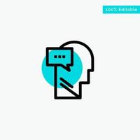 Mind Dialog Inner Head turquoise highlight circle point Vector icon