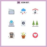 Flat Color Pack of 9 Universal Symbols of business imagination thunder hologram power Editable Vector Design Elements