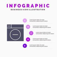 Web Design Less minimize Solid Icon Infographics 5 Steps Presentation Background vector