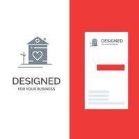 Home House Family Couple Hut Grey Logo Design and Business Card Template vector