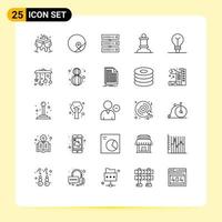 Pack of 25 Modern Lines Signs and Symbols for Web Print Media such as idea figure map chess network Editable Vector Design Elements