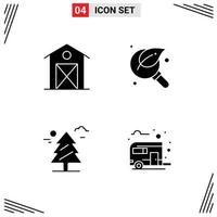 Universal Icon Symbols Group of 4 Modern Solid Glyphs of autumn search house green tree Editable Vector Design Elements