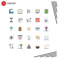 25 Universal Flat Color Signs Symbols of grid encryption kitchen encoding binary Editable Vector Design Elements