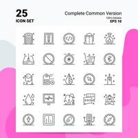 25 conjunto de iconos de versión común completa 100 archivos eps 10 editables concepto de logotipo de empresa ideas diseño de icono de línea vector