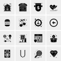 16 iconos universales de negocios vector ilustración de icono creativo para usar en proyectos relacionados con la web y dispositivos móviles