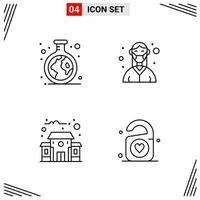 4 Icons Line Style. Grid Based Creative Outline Symbols for Website Design. Simple Line Icon Signs Isolated on White Background. 4 Icon Set. vector