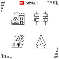 4 Icons Line Style. Grid Based Creative Outline Symbols for Website Design. Simple Line Icon Signs Isolated on White Background. 4 Icon Set. vector