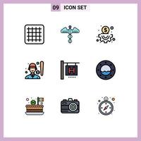 Set of 9 Modern UI Icons Symbols Signs for vacation hotel sign content sports women female Editable Vector Design Elements