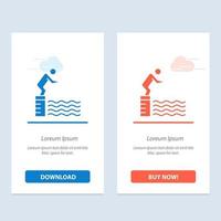 buceo salto plataforma piscina deporte azul y rojo descargar y comprar ahora plantilla de tarjeta de widget web vector