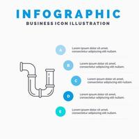 Pipe Plumber Repair Tools Water Line icon with 5 steps presentation infographics Background vector