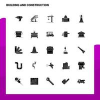 25 conjunto de iconos de construcción y construcción plantilla de ilustración de vector de icono de glifo sólido para ideas web y móviles para empresa comercial