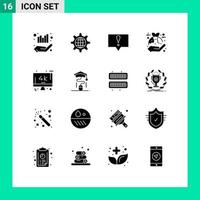 User Interface Pack of 16 Basic Solid Glyphs of monitor hand setting eco plant Editable Vector Design Elements