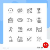 Outline Pack of 16 Universal Symbols of finance traffic business life office Editable Vector Design Elements