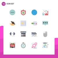 16 Universal Flat Color Signs Symbols of dessert person earth management data Editable Pack of Creative Vector Design Elements