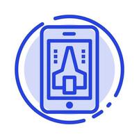 Game Playing Mobile Smartphone Blue Dotted Line Line Icon vector