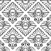 seamless graphic pattern, floral black ornament tile on white background, texture, design photo