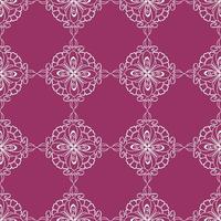 seamless graphic pattern, floral white ornament tile on magenta background, texture, design photo