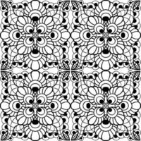 seamless graphic pattern, floral black ornament tile on white background, texture, design photo