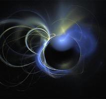 space fantasy illustration of blue planetary system on dark space background, art, design photo