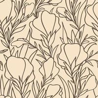 graphic pattern of large brown flowers on a beige background, seamless pattern, texture, design photo