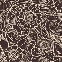purple graphic pattern of large beige flowers on a brown background, seamless pattern, texture, design photo