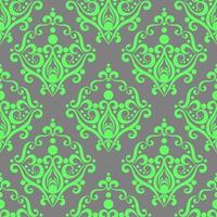 symmetrical seamless ornament tile from green graphic abstract elements on a gray background, texture, design photo