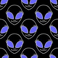 seamless symmetrical white and blue pattern with a close-up humanoid face on a black background, texture, design photo