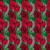 seamless repeating pattern of large red flowers on a gray background, repeating graphic color pattern, texture, design photo