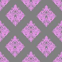 seamless graphic pattern, floral pink ornament tile on gray background, texture, design photo