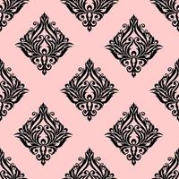 seamless graphic pattern, floral black ornament tile on pink background, texture, design photo