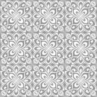 seamless graphic pattern, floral white ornament tile on gray background, texture, design photo