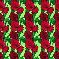 seamless repeating pattern of large red flowers on a green background, repeating graphic color pattern, texture, design photo