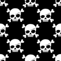 seamless contour graphic pattern of white skulls on a black background, texture, design photo