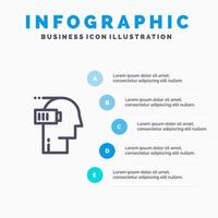 agotamiento de la batería icono de línea de mente mental baja con fondo de infografía de presentación de 5 pasos vector