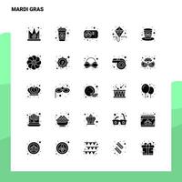 25 conjunto de iconos de mardi gras plantilla de ilustración de vector de icono de glifo sólido para ideas web y móviles para empresa comercial