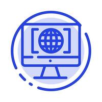 Computer Internet World Big Think Blue Dotted Line Line Icon vector