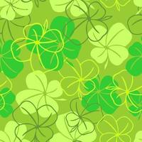 seamless pattern of green contours and silhouettes of a four-leaf clover on a green background, texture design photo