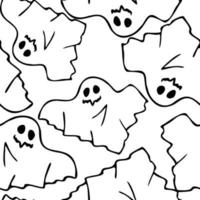 seamless contour pattern of graphic flying black ghosts on a white background, texture, design photo
