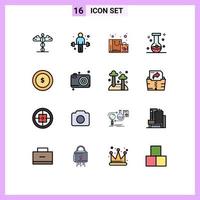 Set of 16 Modern UI Icons Symbols Signs for coin eye bag chemical ball Editable Creative Vector Design Elements