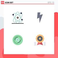 Set of 4 Commercial Flat Icons pack for atom scratching twitter beat achievement Editable Vector Design Elements