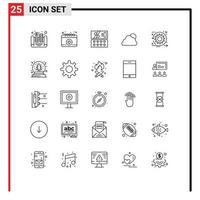 25 Universal Line Signs Symbols of sprint development cosmetic agile sun Editable Vector Design Elements