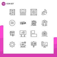 Universal Icon Symbols Group of 16 Modern Outlines of ui image product camera baby Editable Vector Design Elements