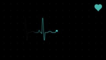 Electrocardiogram of heart rate on a black screen video