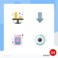 4 Universal Flat Icon Signs Symbols of balance card profit down cute Editable Vector Design Elements