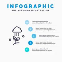 Cloud Rain Cloud Nature Spring Rain Line icon with 5 steps presentation infographics Background vector