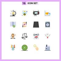 Flat Color Pack of 16 Universal Symbols of sharing map interfaces location object Editable Pack of Creative Vector Design Elements