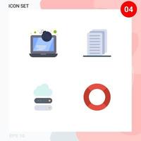 4 Thematic Vector Flat Icons and Editable Symbols of attack cloud crime document storage Editable Vector Design Elements